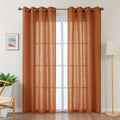 Vollmar Linen Blended Grommet Semi-Sheer Curtain Pair (Set of 2)