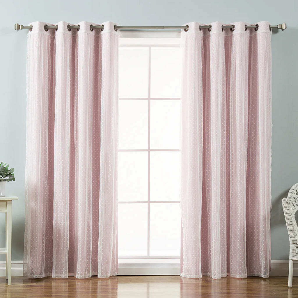 Tulle Polyester Room Darkening Curtain Panels (Set of 4)