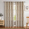 Vintage Damask Curtains Elegant Medallion Patterned Room Darkening Curtains for Bedroom Taupe on Greige (Set of 2)