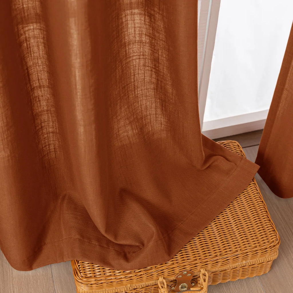 Vollmar Linen Blended Grommet Semi-Sheer Curtain Pair (Set of 2)