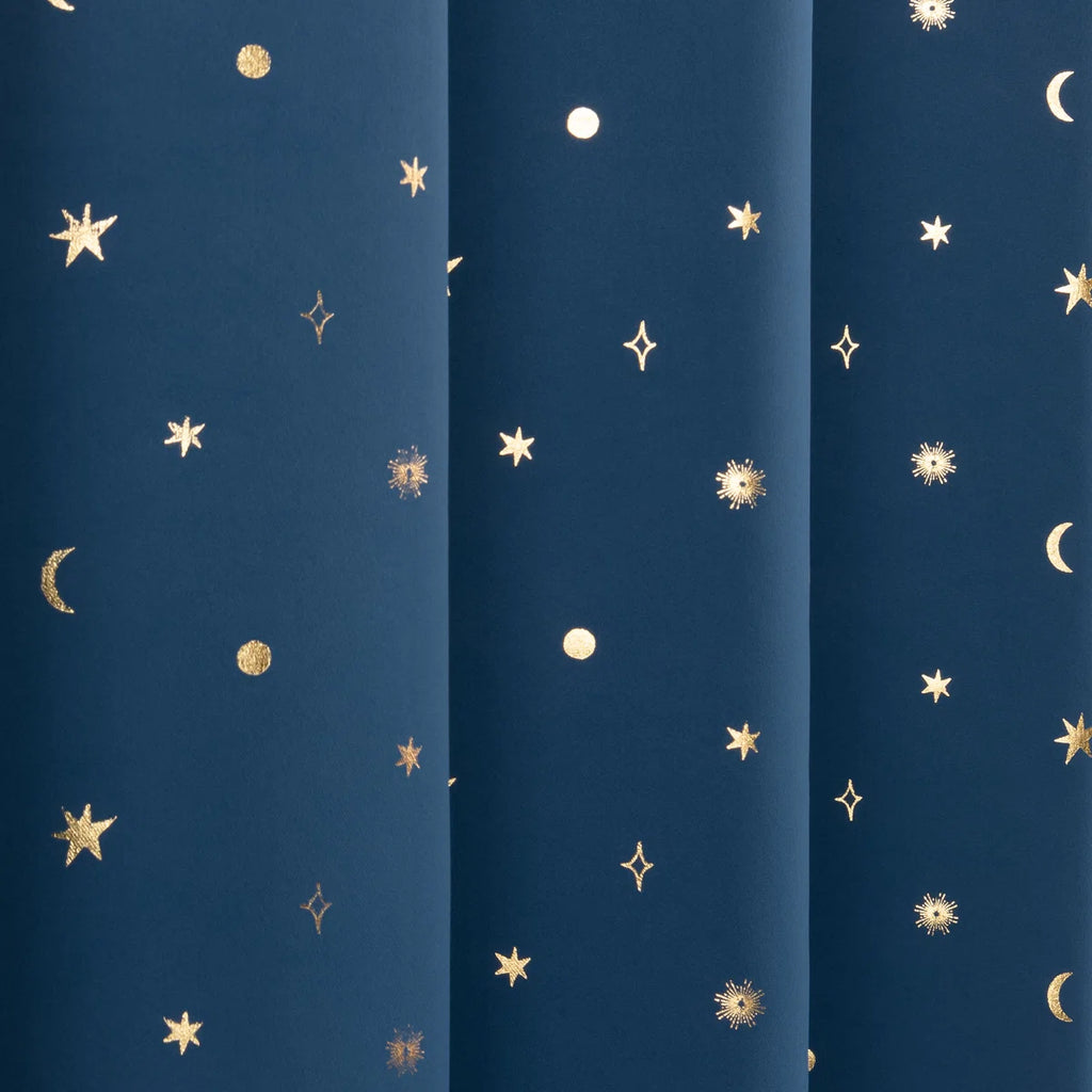 Delsanto Golden Starry Night Polyester Blackout Curtain Pair (Set of 2)