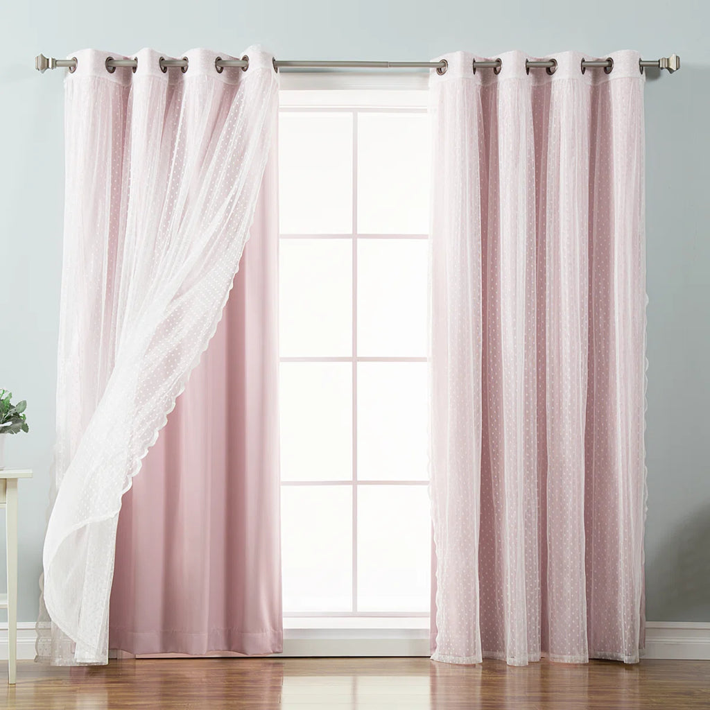 Tulle Polyester Room Darkening Curtain Panels (Set of 4)