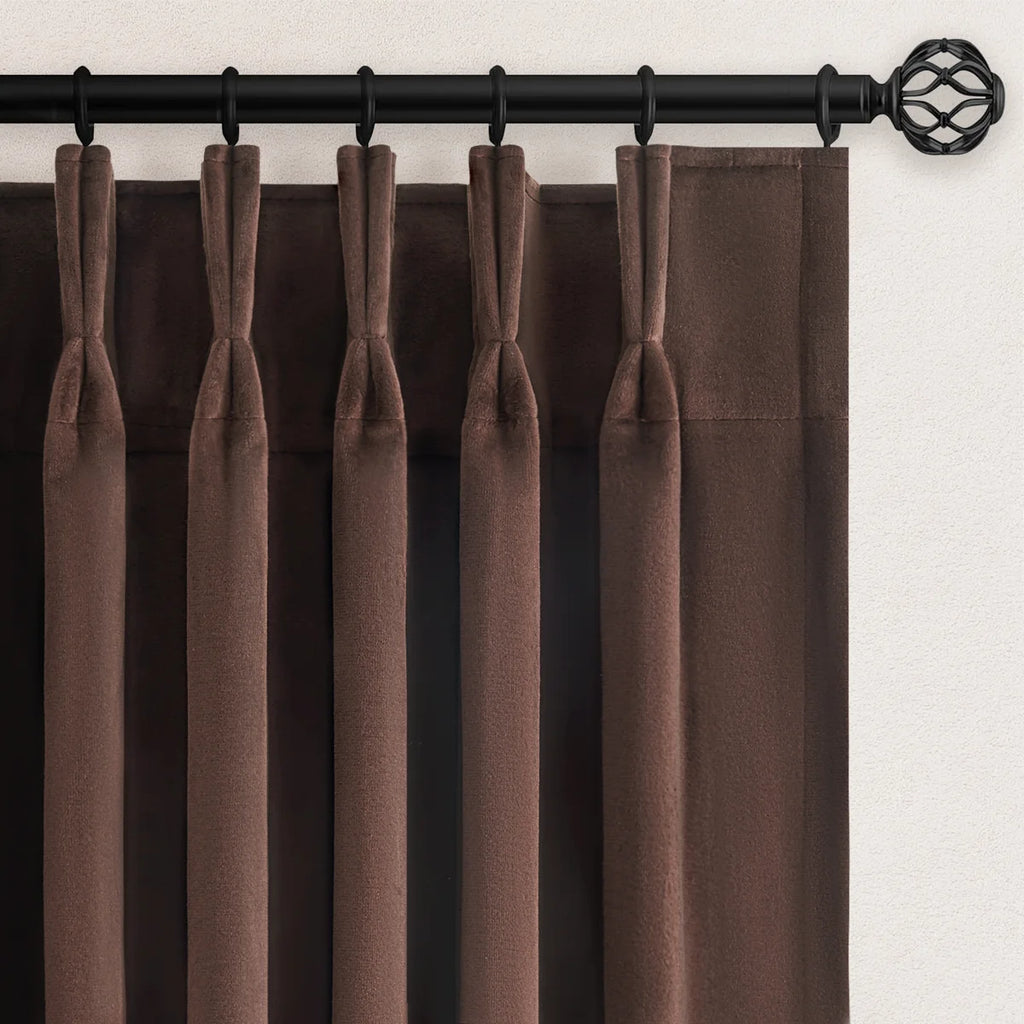 Velvet Blackout Curtains Light Blocking Thermal Insulated Pinch Pleated Drapes,Room Darkening Soundproof Curtains 2 Panels With Hooks (Set of 2)