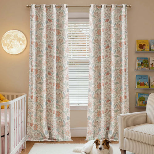 Blackout Kids Curtains Floral Curtains for Girl Room Grommet Top Curtain Pair (Set of 2)