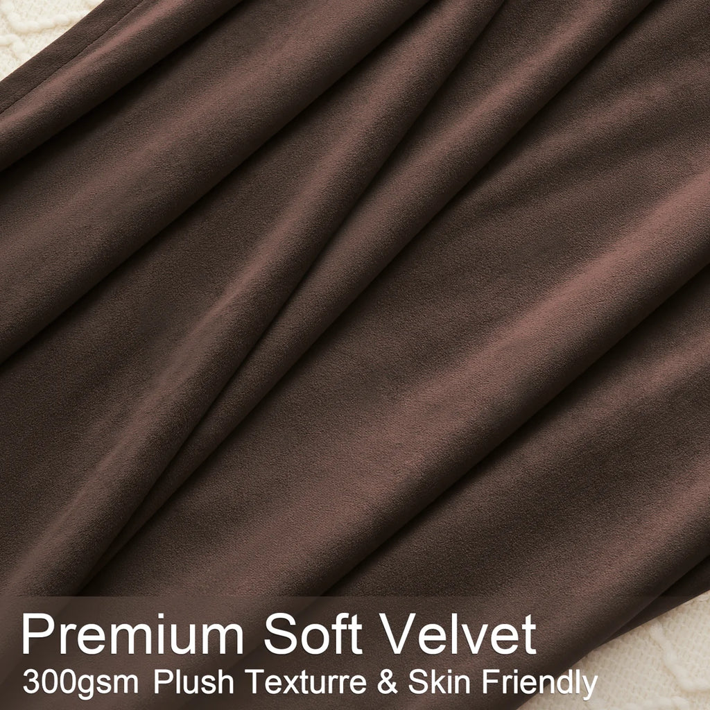 Velvet Blackout Curtains Light Blocking Thermal Insulated Pinch Pleated Drapes,Room Darkening Soundproof Curtains 2 Panels With Hooks (Set of 2)