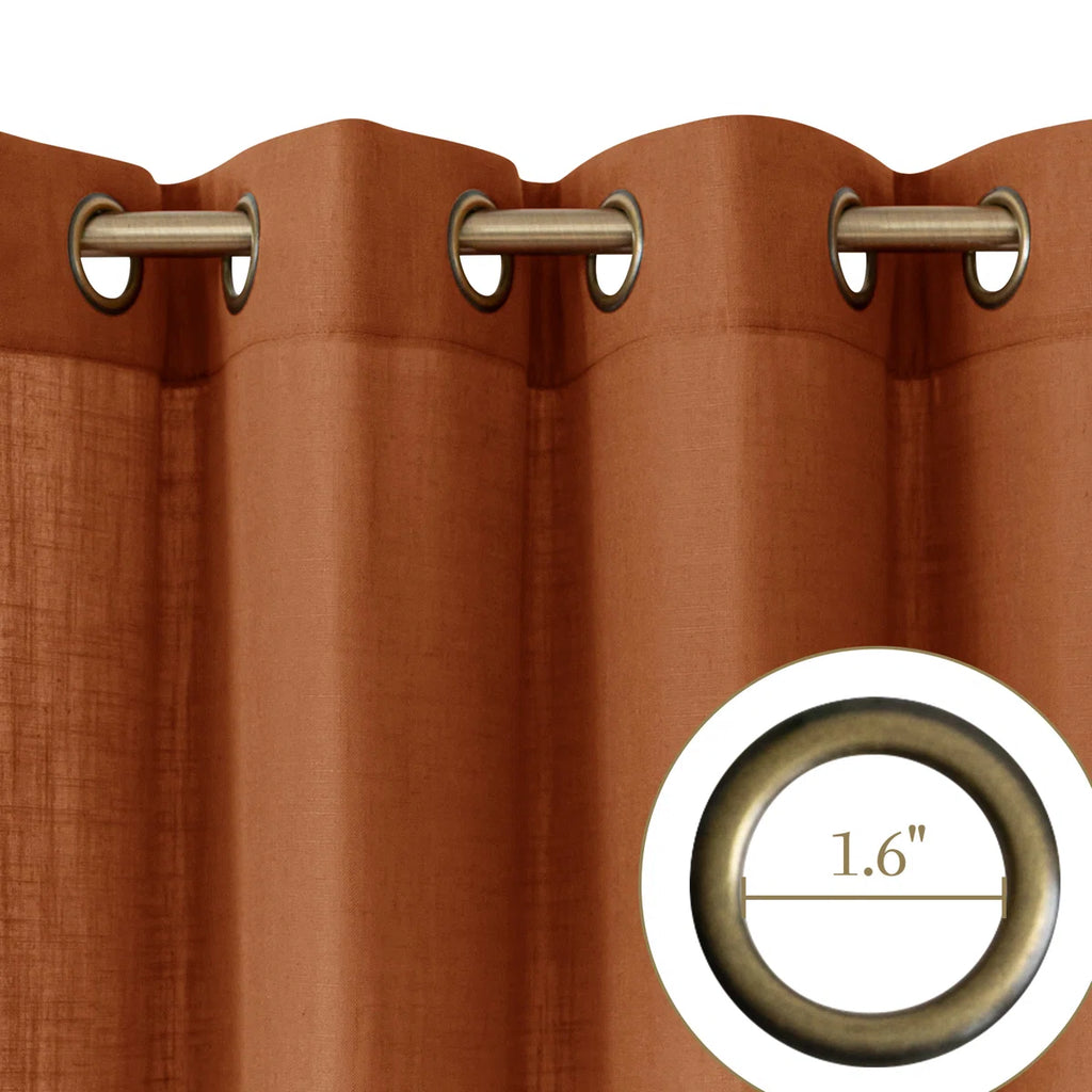 Vollmar Linen Blended Grommet Semi-Sheer Curtain Pair (Set of 2)