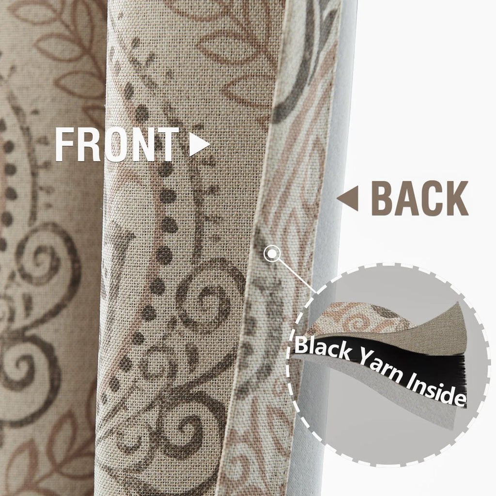Vintage Damask Curtains Elegant Medallion Patterned Room Darkening Curtains for Bedroom Taupe on Greige (Set of 2)