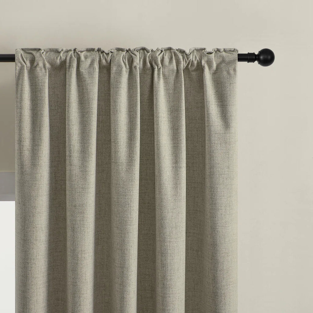 Leming 100% Polyester Burlap Blackout Curtains for Bedroom Back Tab Curtains 2 Panels Set (Set of 2)