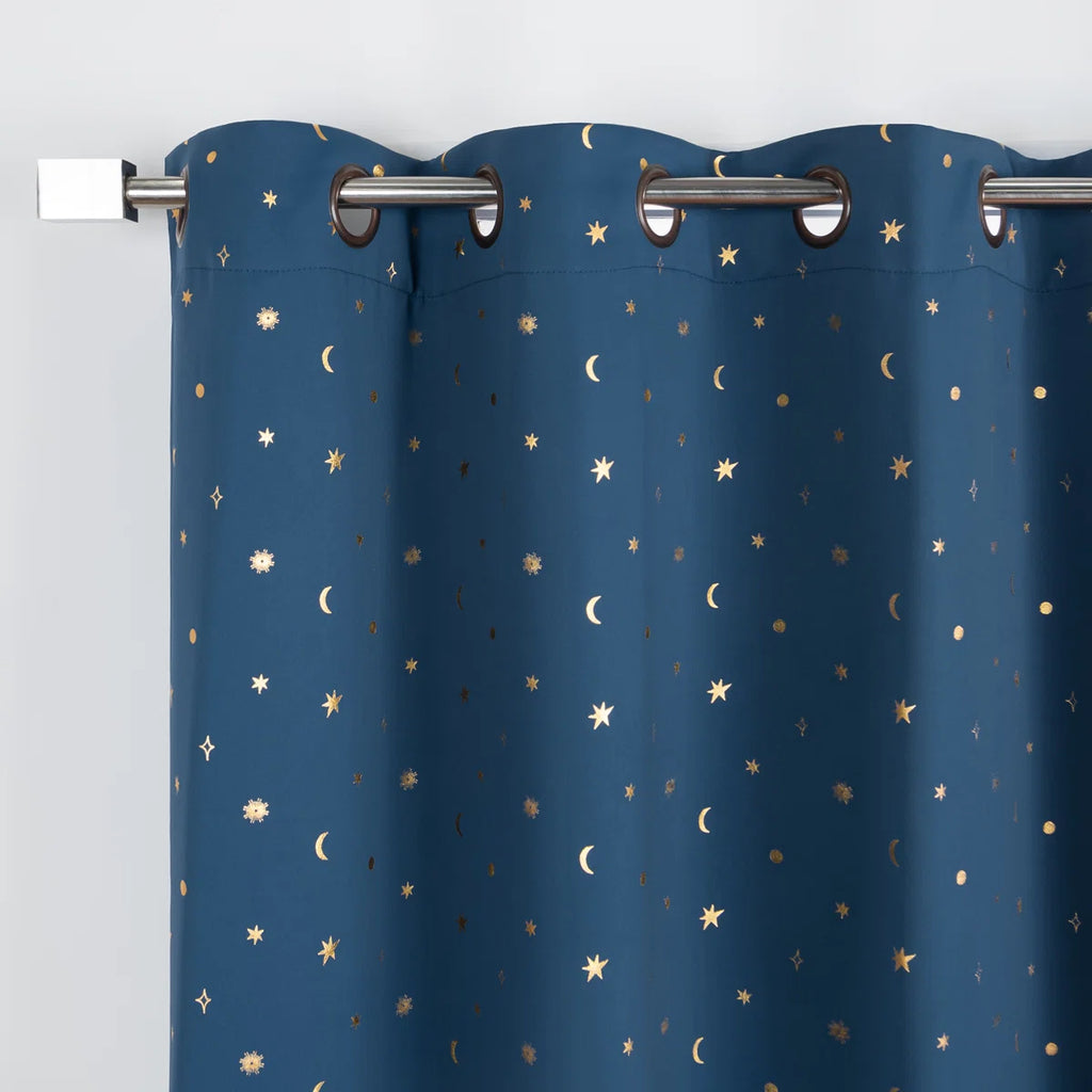 Delsanto Golden Starry Night Polyester Blackout Curtain Pair (Set of 2)