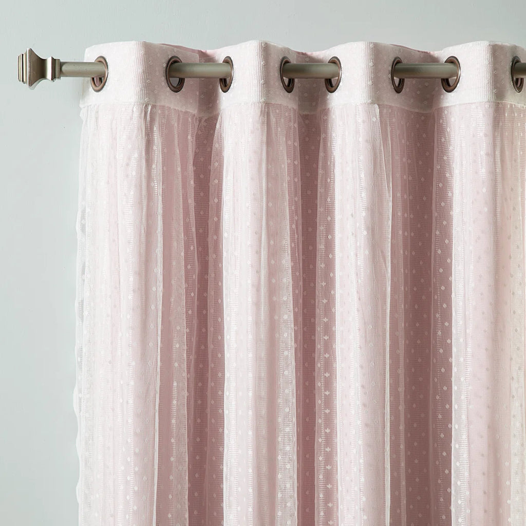 Tulle Polyester Room Darkening Curtain Panels (Set of 4)