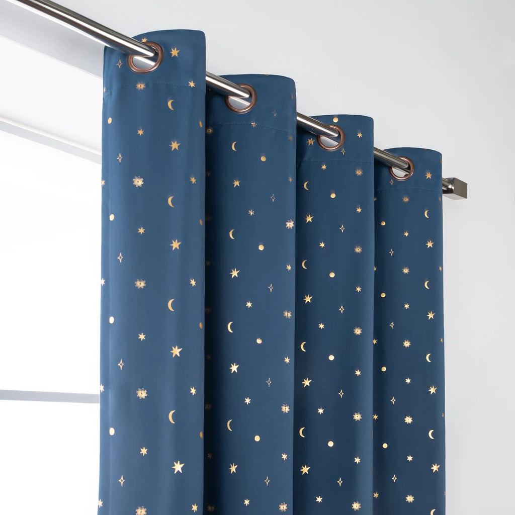 Delsanto Golden Starry Night Polyester Blackout Curtain Pair (Set of 2)