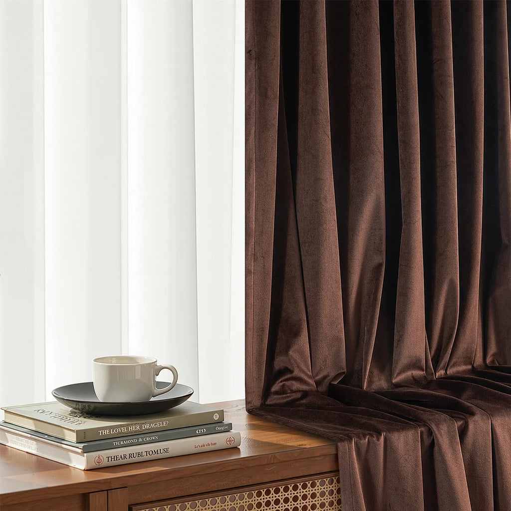 Velvet Blackout Curtains Light Blocking Thermal Insulated Pinch Pleated Drapes,Room Darkening Soundproof Curtains 2 Panels With Hooks (Set of 2)