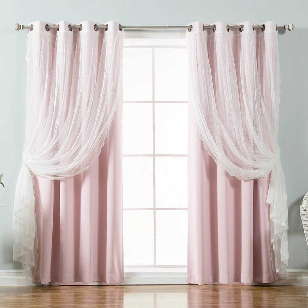 Tulle Polyester Room Darkening Curtain Panels (Set of 4)
