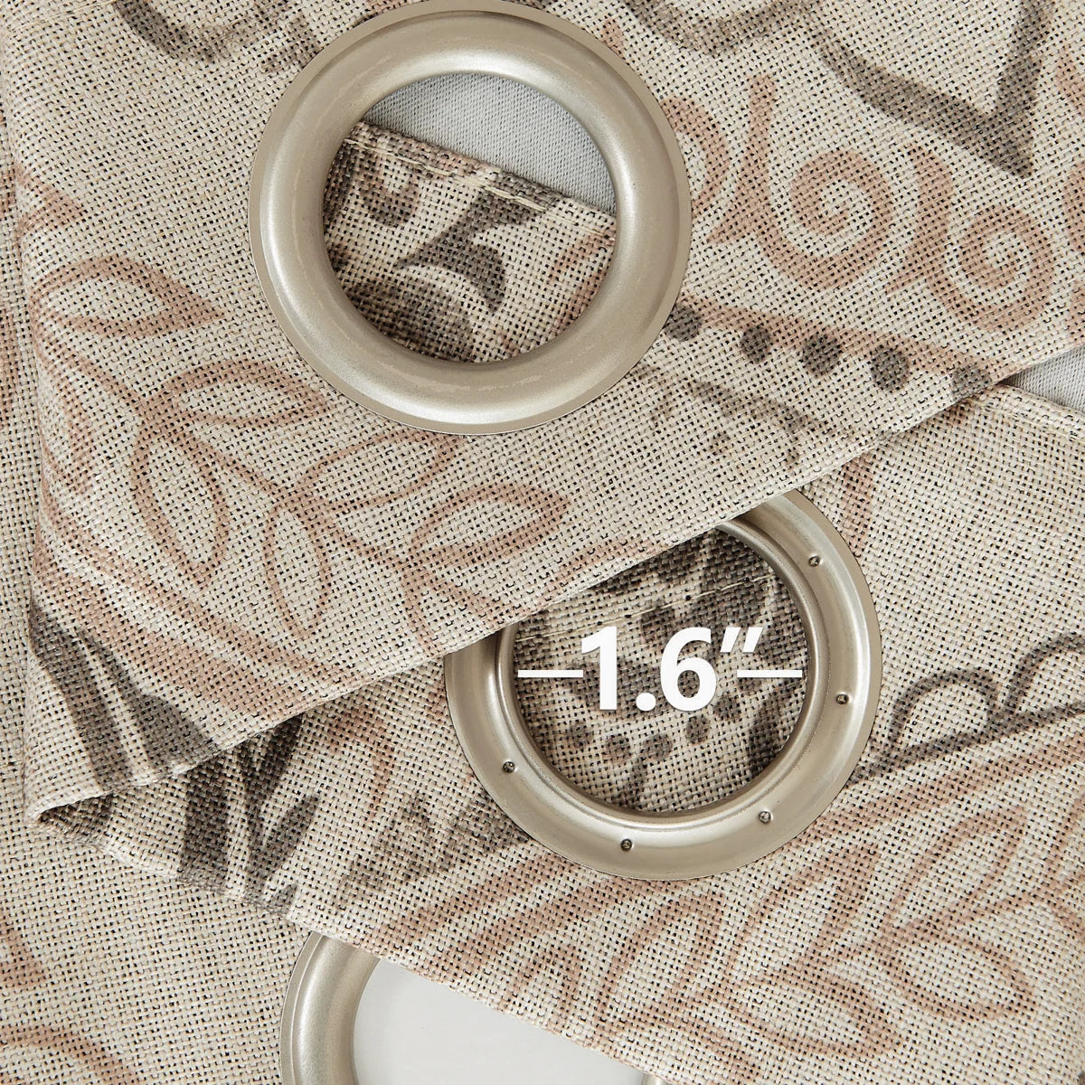 Vintage Damask Curtains Elegant Medallion Patterned Room Darkening Curtains for Bedroom Taupe on Greige (Set of 2)
