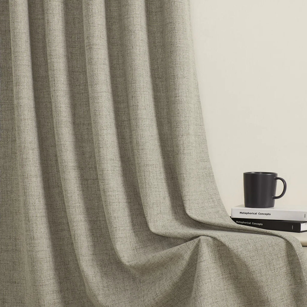 Leming 100% Polyester Burlap Blackout Curtains for Bedroom Back Tab Curtains 2 Panels Set (Set of 2)