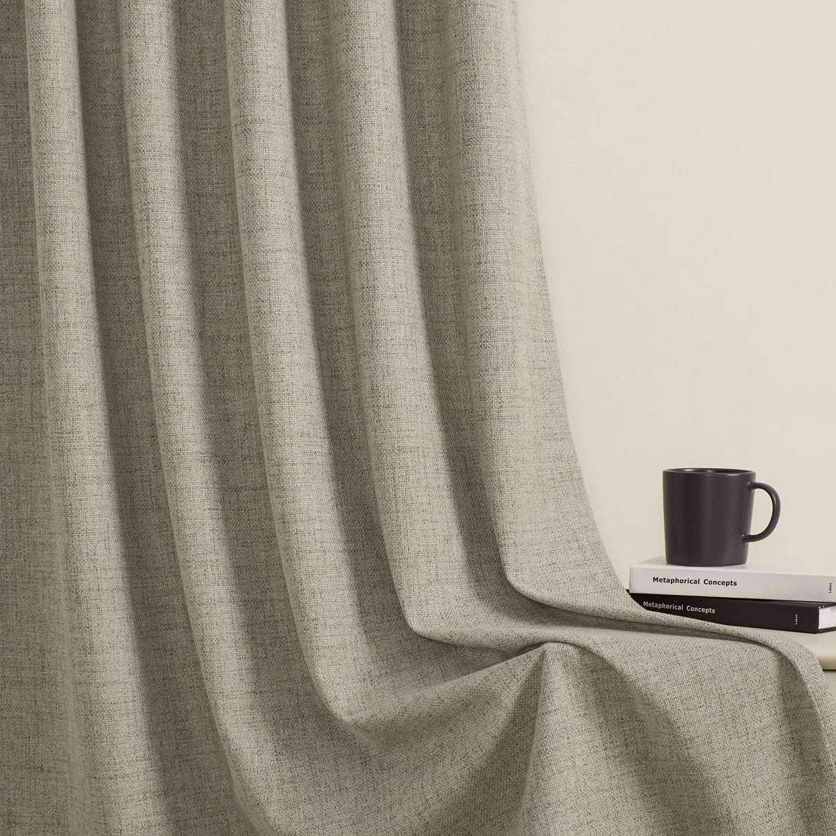 Leming 100% Polyester Burlap Blackout Curtains for Bedroom Back Tab Curtains 2 Panels Set (Set of 2)