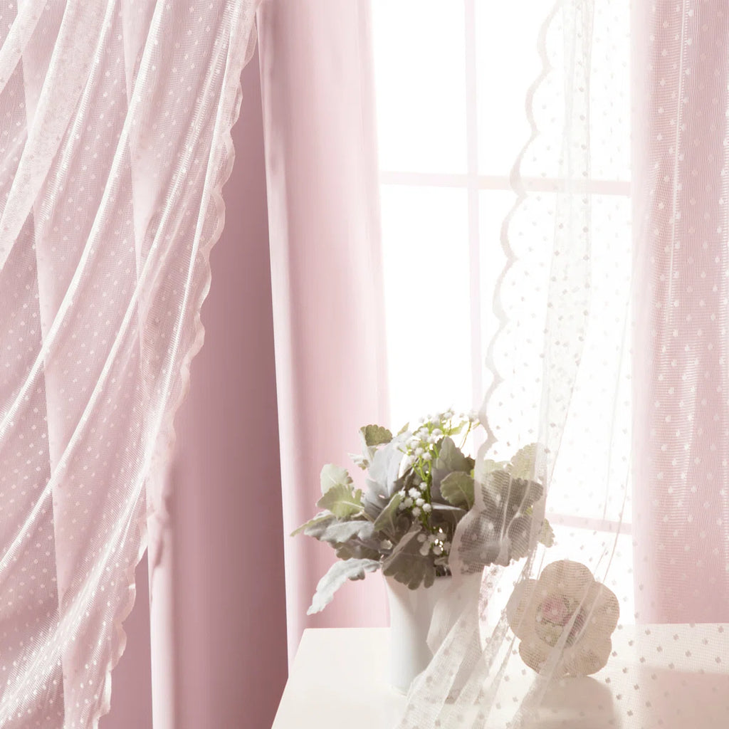 Tulle Polyester Room Darkening Curtain Panels (Set of 4)