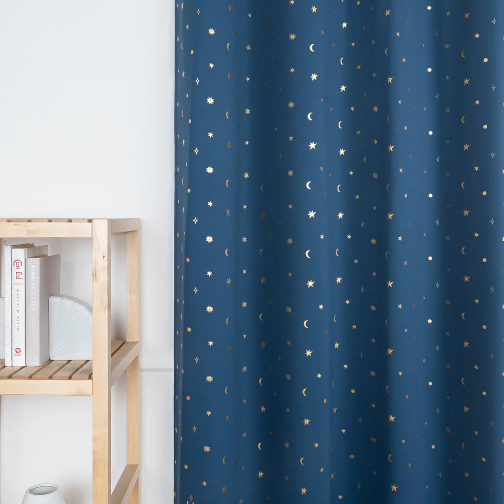 Delsanto Golden Starry Night Polyester Blackout Curtain Pair (Set of 2)