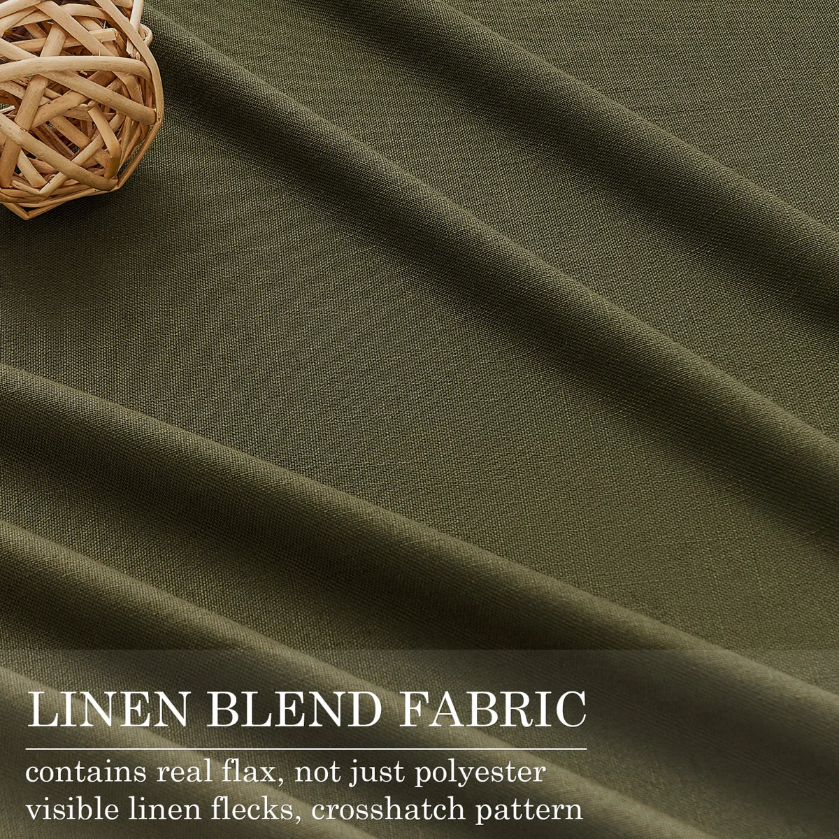 Dennan 100% Blackout Thermal Insulated Linen Drapes with Back Tab & Hooks (Set of 2)
