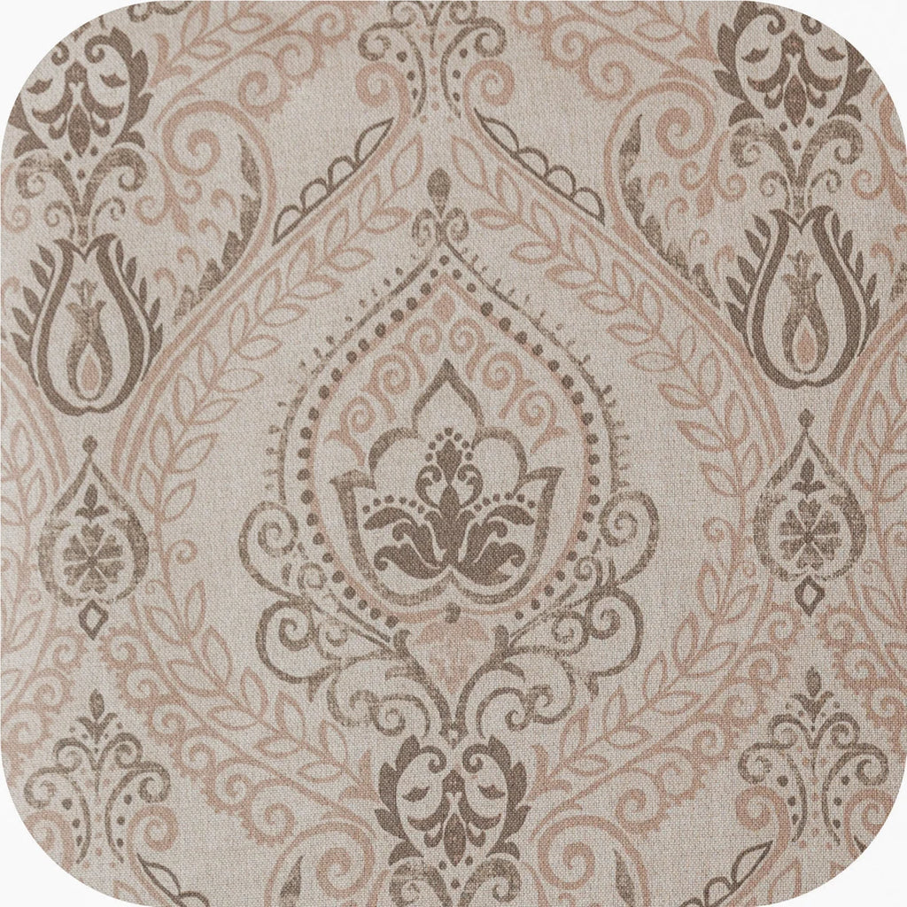 Vintage Damask Curtains Elegant Medallion Patterned Room Darkening Curtains for Bedroom Taupe on Greige (Set of 2)