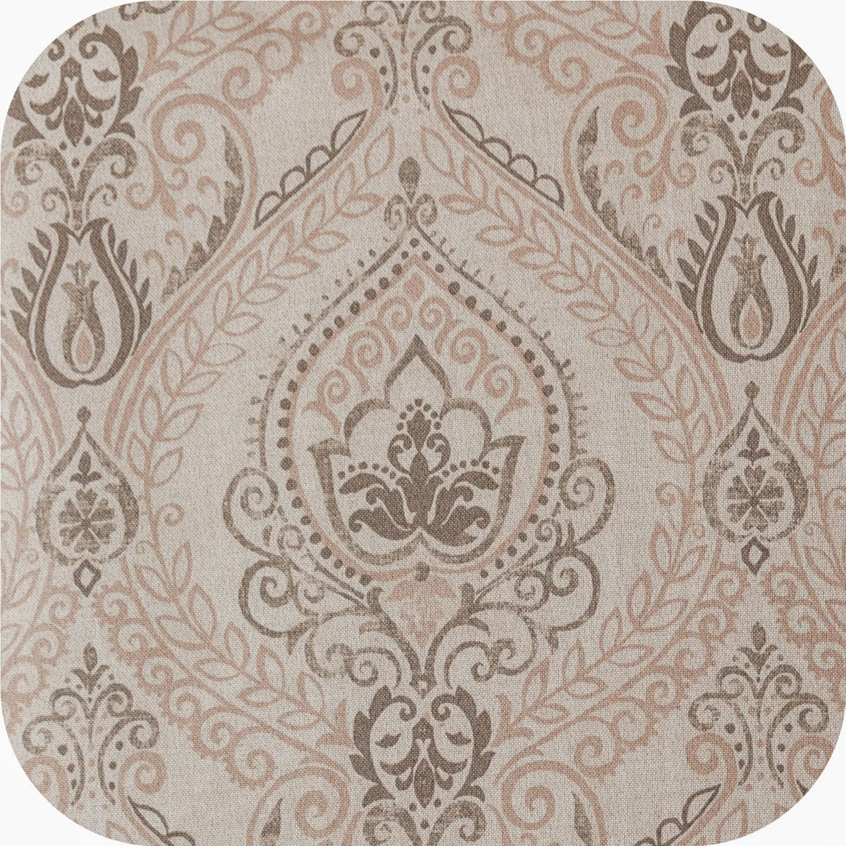 Vintage Damask Curtains Elegant Medallion Patterned Room Darkening Curtains for Bedroom Taupe on Greige (Set of 2)
